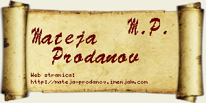Mateja Prodanov vizit kartica